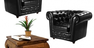 location canape chesterfield en cuir noir