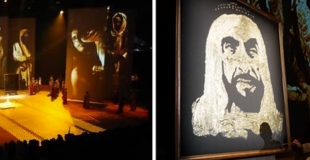 Glitter fast painting integrated in Franco Dragone's Story of a Fort, Legacy of a nation