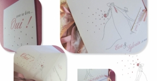 Un mariage en rose et gris ! Légèreté et dessins au trait.