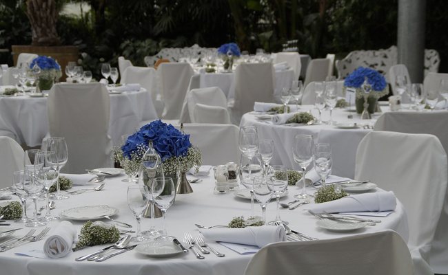 Centres de tables bleus