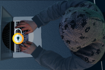 le hacker vu de haut tente de résoudre l'énigme de l'escape game