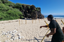 Epreuve lancer de haches -teambuilding inspiré de koh lanta