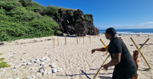 Epreuve lancer de haches -teambuilding inspiré de koh lanta